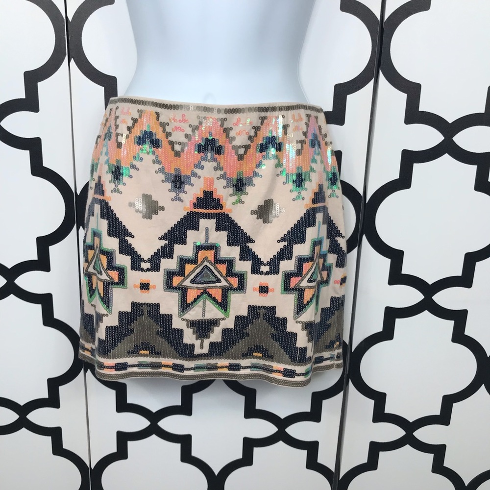 Express Sequined Pink/Black Skirt